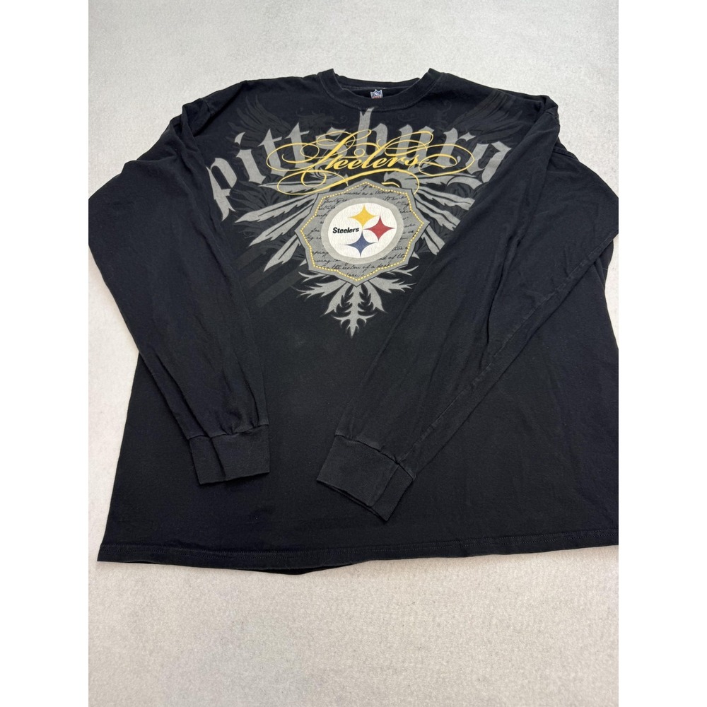 Pittsburgh Steelers Shirt Mens 2XL Black Long Sleeve NFL Football NFL Pro Line